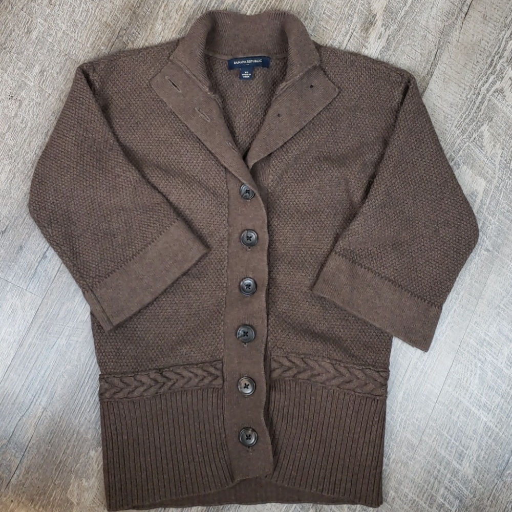 Banana Republic cardigan, 1/2 sleeve brown, sz XS
